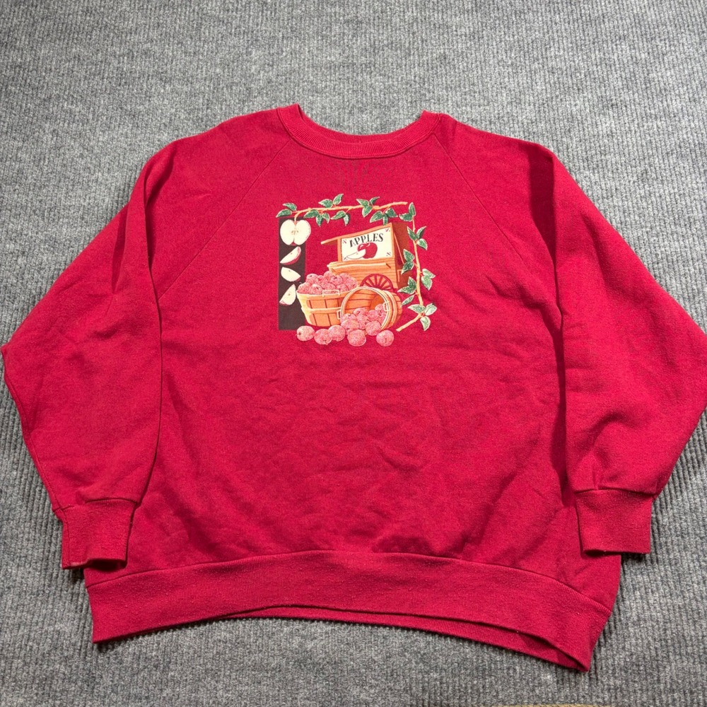 Vintage Gopher Sport Sweatshirt Womens 3X Red Apple Graphic Made in USA Raglan